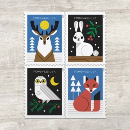 Winter Woodland Animals Stamps 2023 Forever 66 Cent